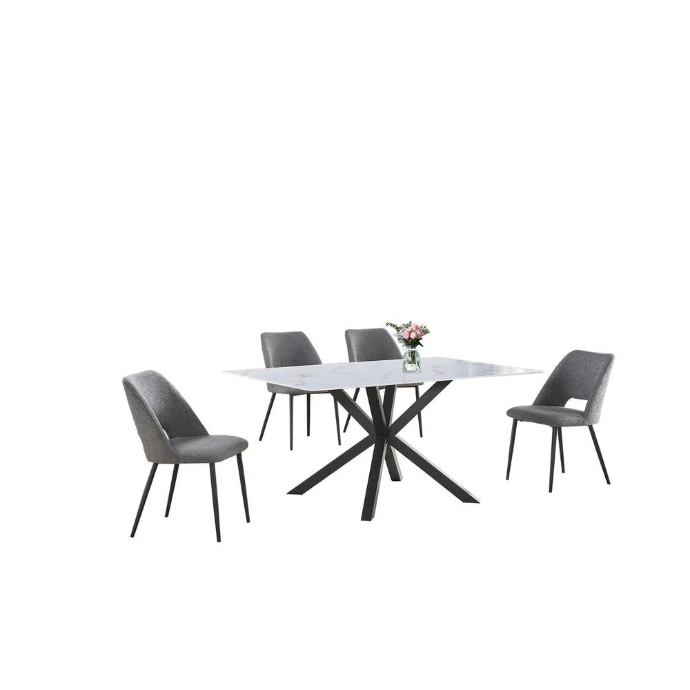 5pc Dining Set with Dark Grey Side Chairs V48210