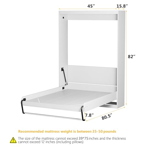 White Twin Size Murphy Wall Bed V15344