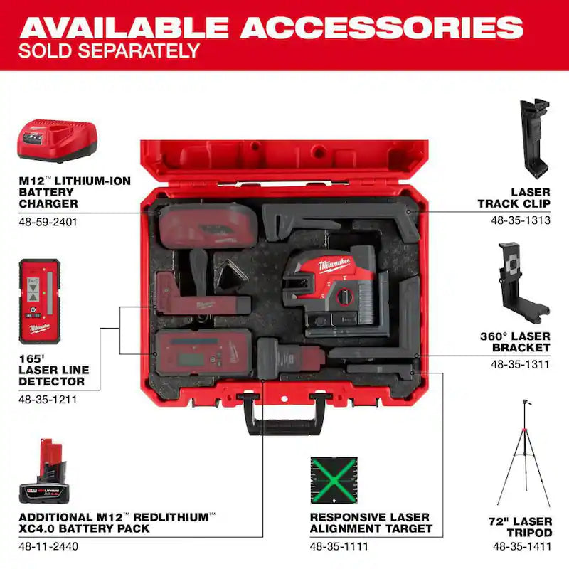 12-Volt Cordless Green Cross Line Laser Kit with Laser Detector L39560