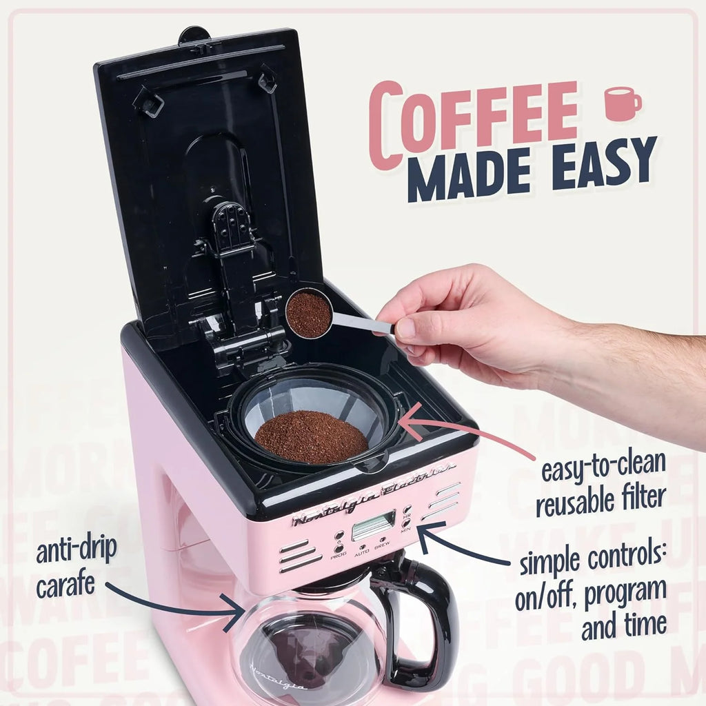 Red 12-Cup Programmable Retro Coffee Maker K5053