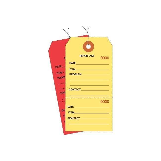 Yellow Repair Tags Consecutively Numbered V36249