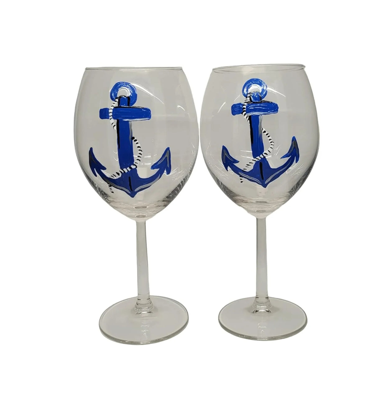 Set Of 2 Hand Painted Stemmed Wine Glasses R251
