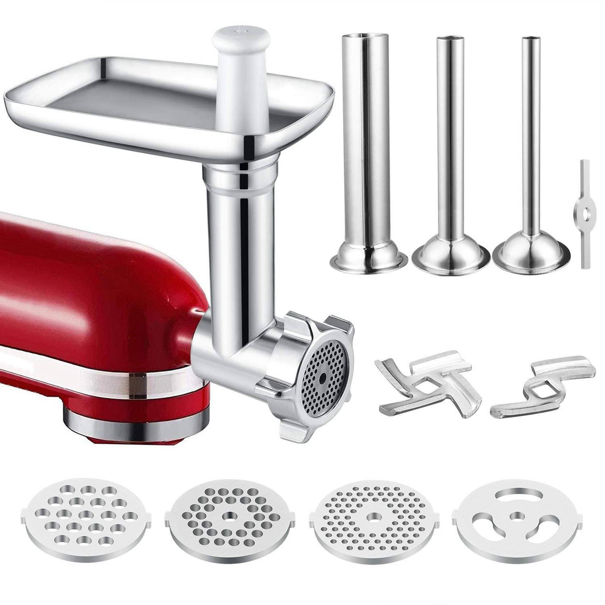 Food Meat Grinder Attachment for Stand Mixers with Sausage Stuffer and Grinding Plates V175
