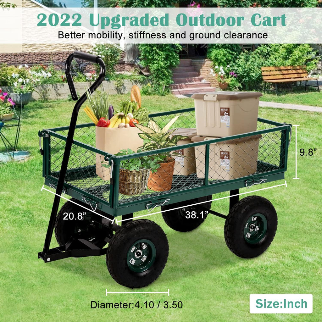 Heavy Duty Utility Wagon Garden Cart with Removable Sides, 400lb Weight Capacity, Folding Collapsible Wagon V12375