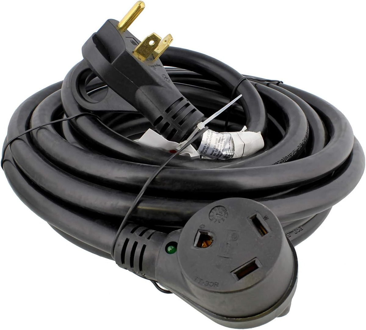 30 AMP 25ft RV Power Cord with Grip Handle & Indicator Light E156