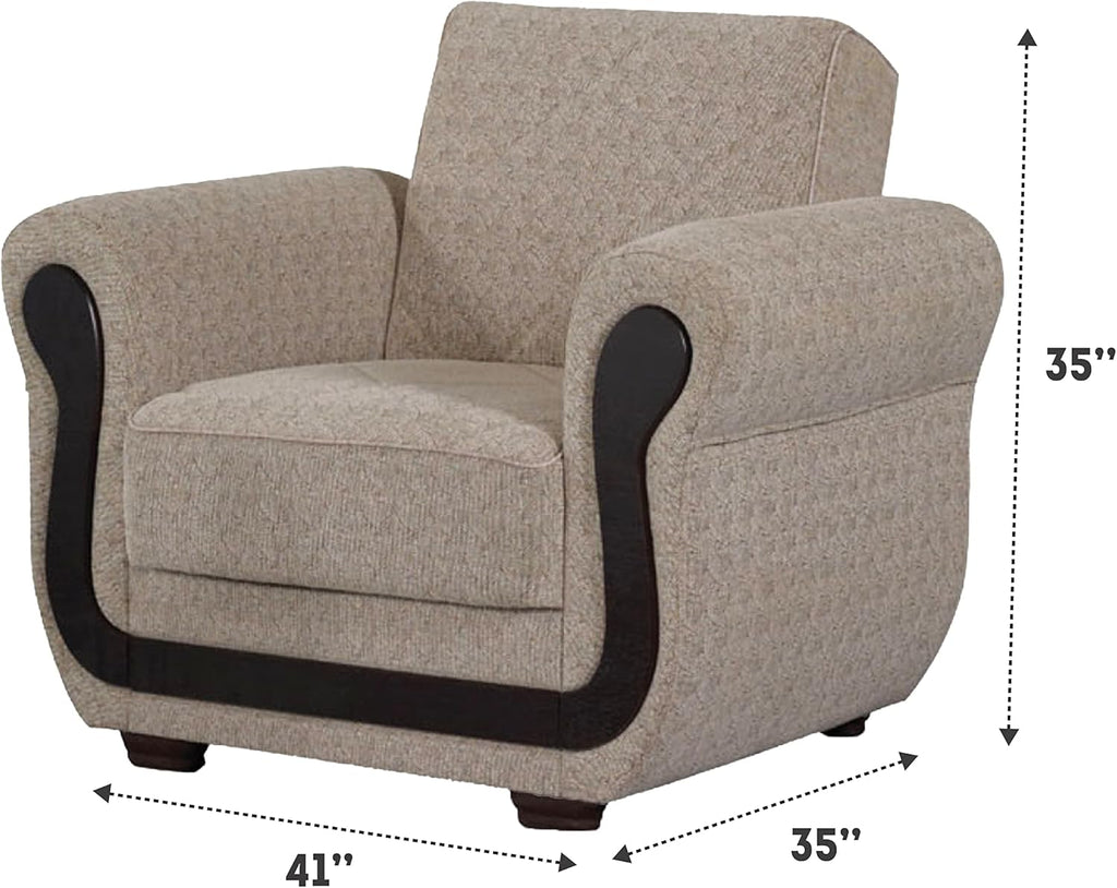 Beige Convertible Sleeper Chair with Storage H610