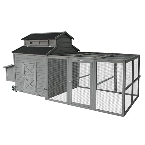 112" Large Wooden Chicken Coop with Chicken Run & Nesting Box T2008