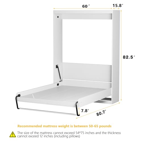 White Twin Size Murphy Wall Bed V15344