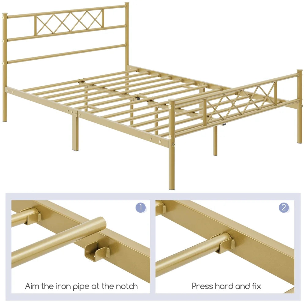 White Twin Metal Bed Frame with Headboard & Footboard C2225