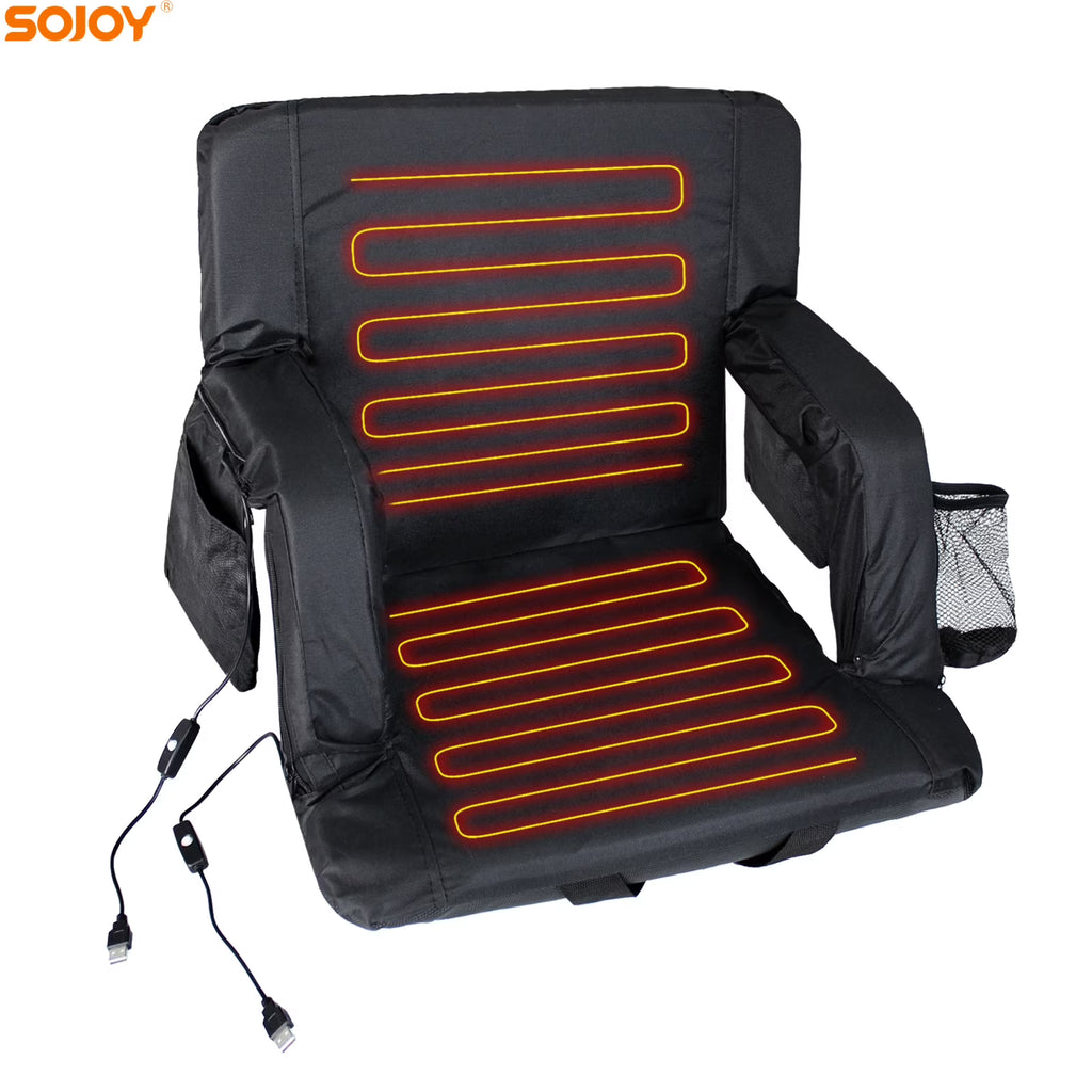 Double Heated Stadium Seat with Back Support, 21" Extra Wide Folded Bleacher Chair H97950