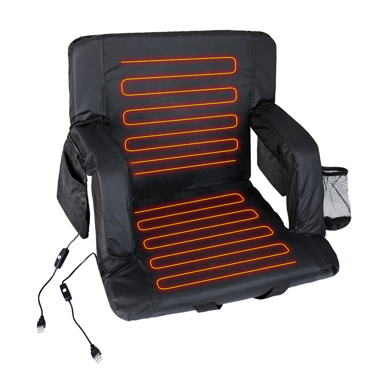 Double Heated Stadium Seat with Back Support, 21" Extra Wide Folded Bleacher Chair H97950