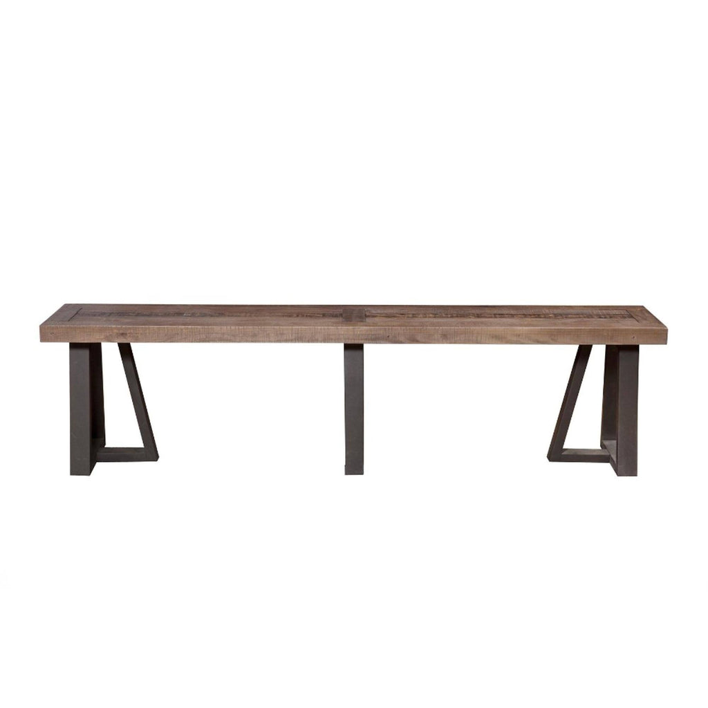 Wood and Metal Dining Bench Brown H9188