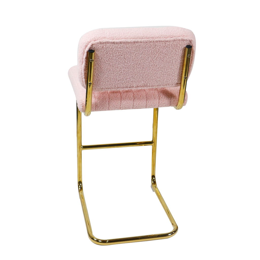 Pink Boucle Fabric Counter Height Bar Stools Set of 2 U314823