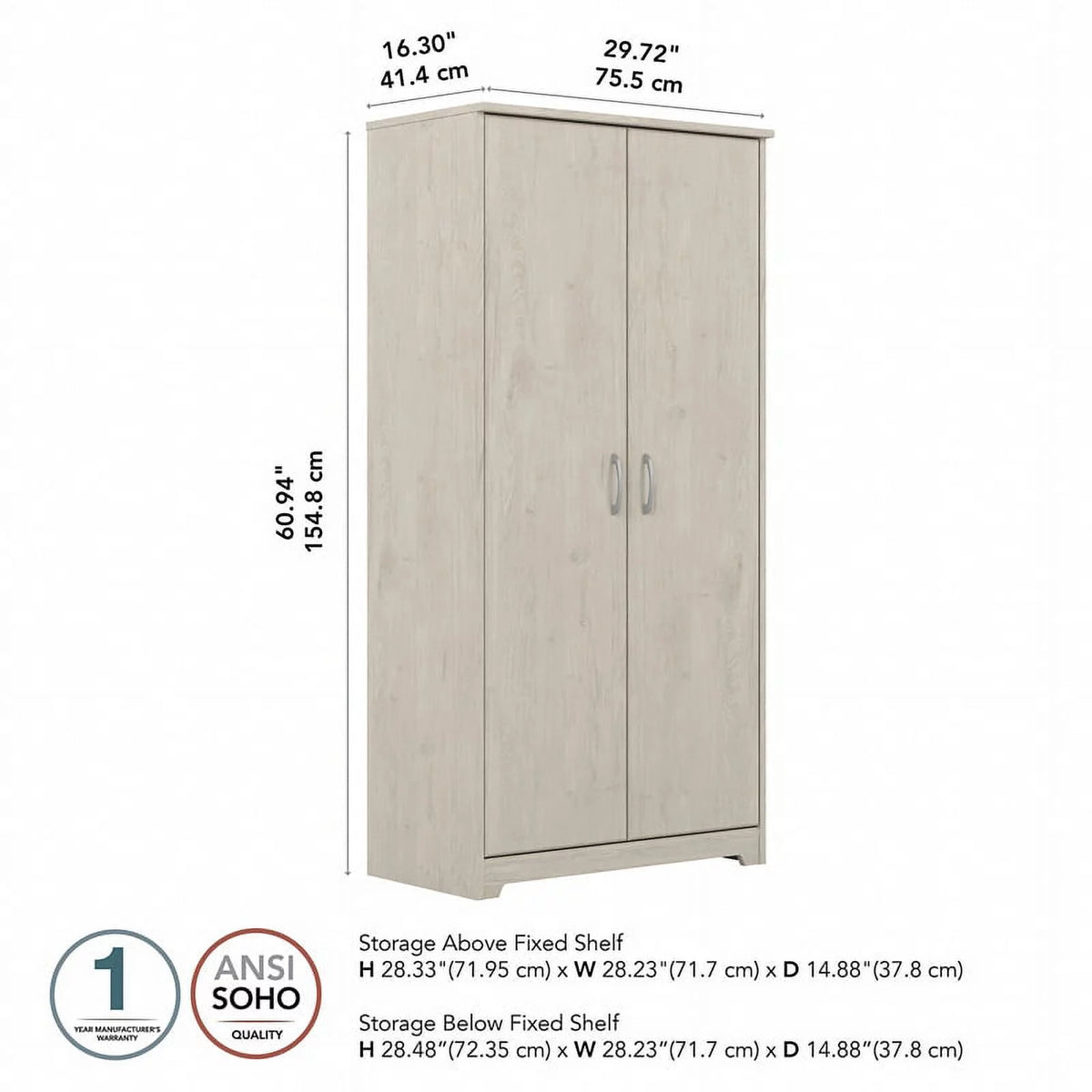 Tall Storage Cabinet in Linen White Oak B6445