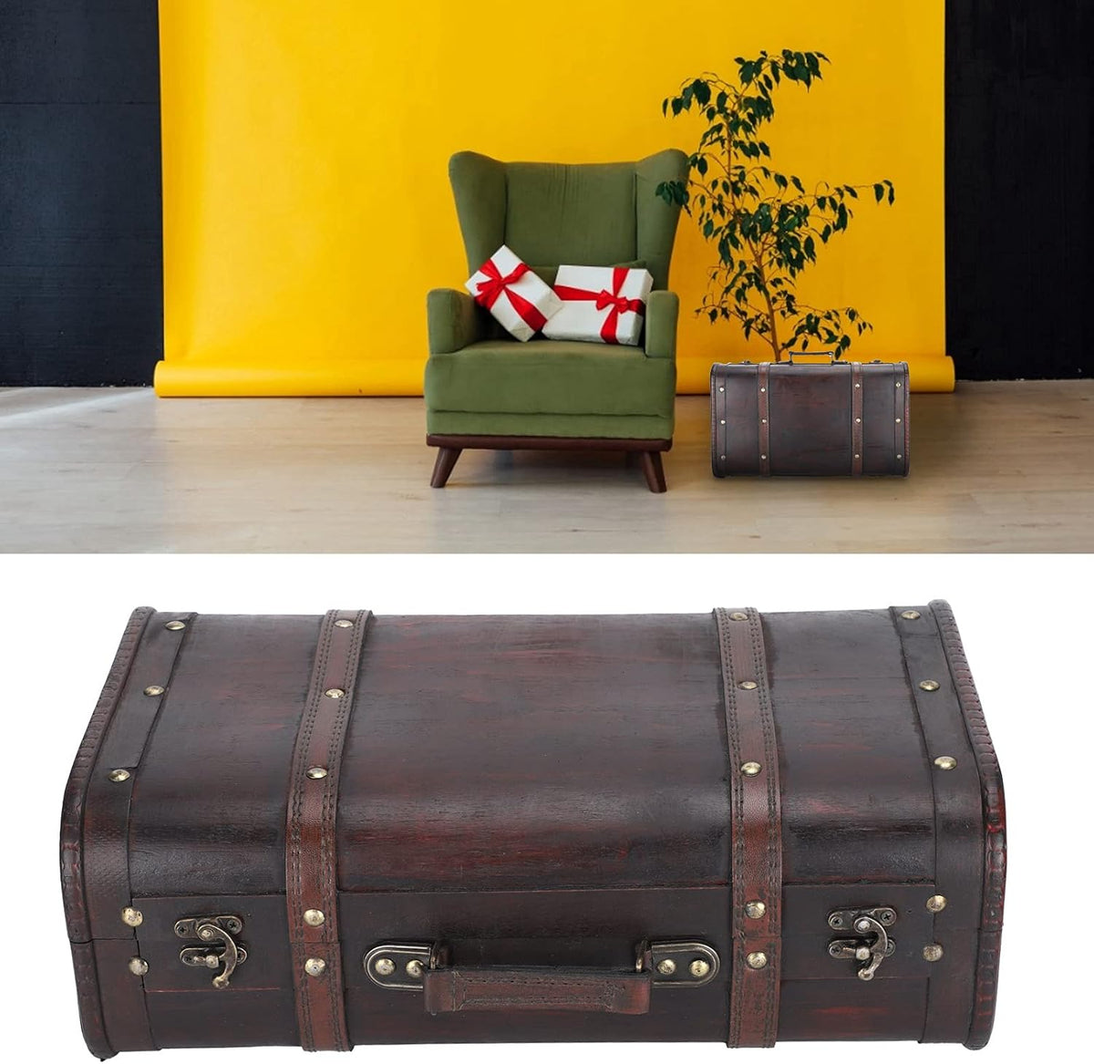 Antique Wooden Suitcase M6347