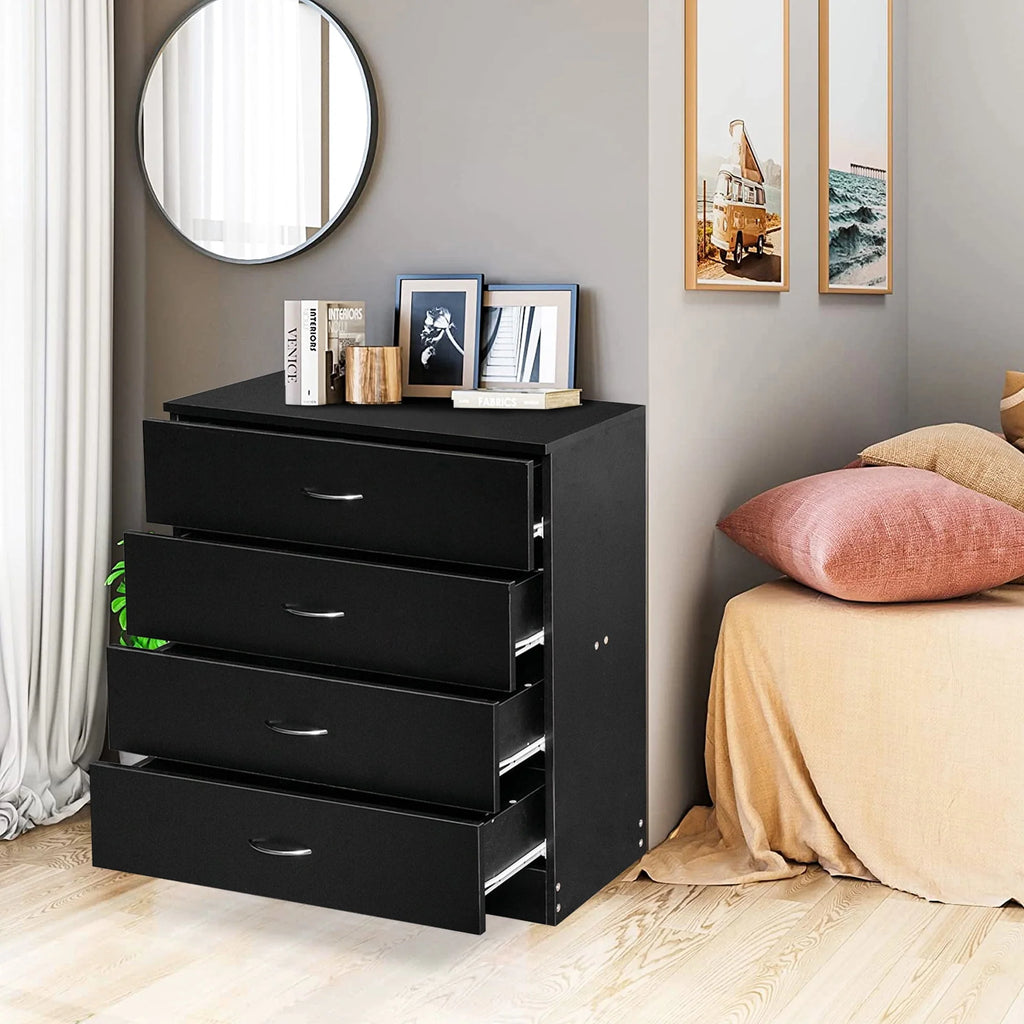 Black 4 Drawer Wood Dresser Y90070
