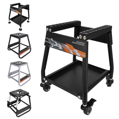 Black Movable Dirt Bike Stand with Wheels O9587