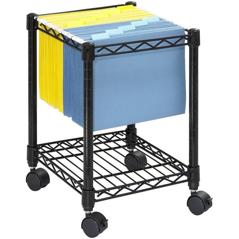 Compact Metal Mobile File Cart in Black H250