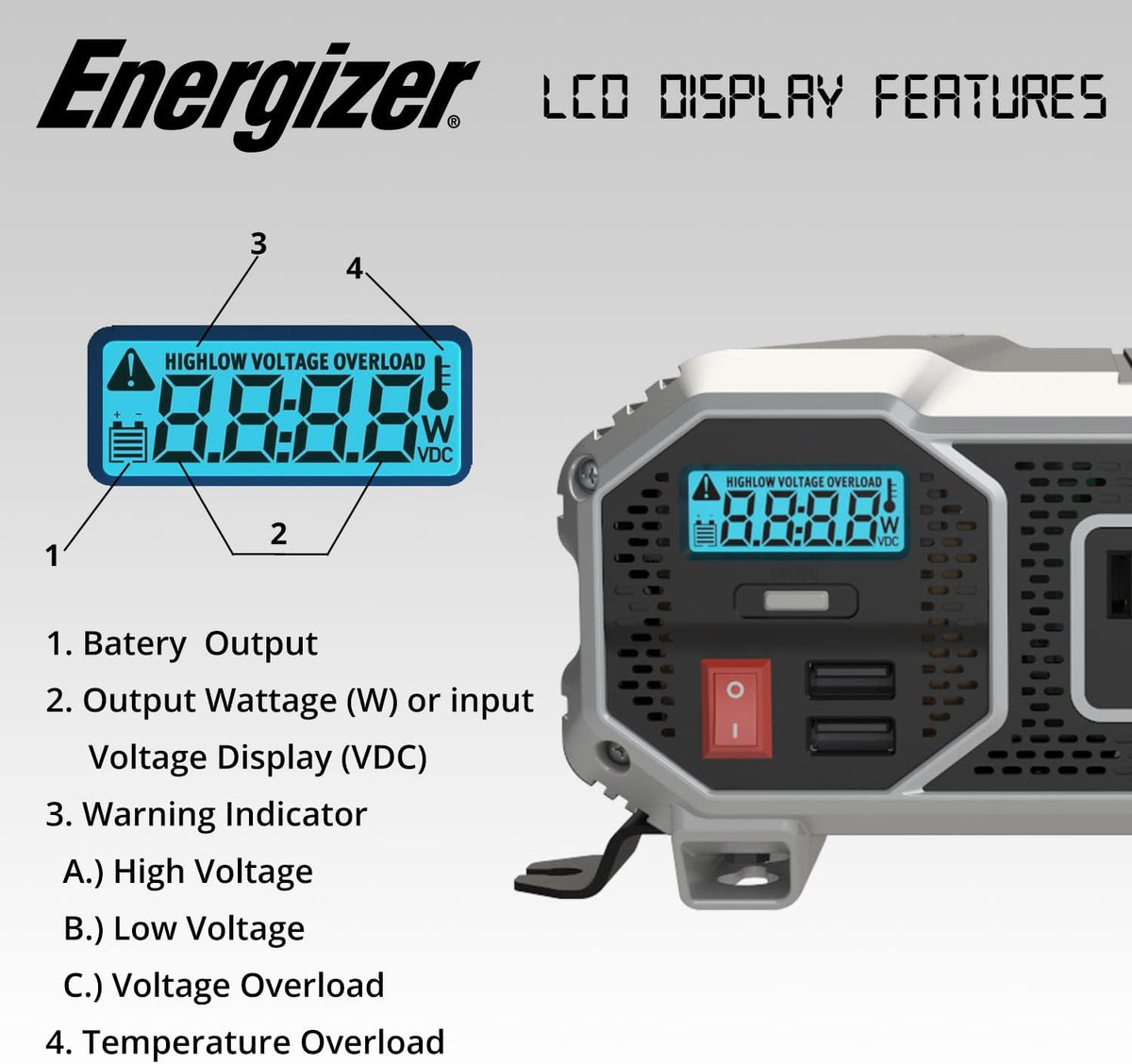 1500 Watts Power Inverter, 12v to 110v, Two AC Outlets, Two USB Ports G7161