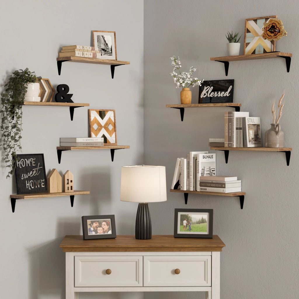 Set of 8 Black Floating Shelves U48719