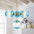 4-Light Gradient Blue Glass Chandelier Y900537