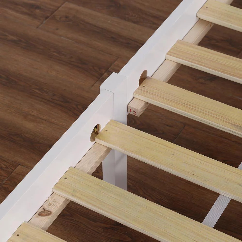 Full Solid Pine Wood Bed Frame with Wood Slats Y24057