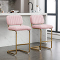 Pink Boucle Fabric Counter Height Bar Stools Set of 2 U314823