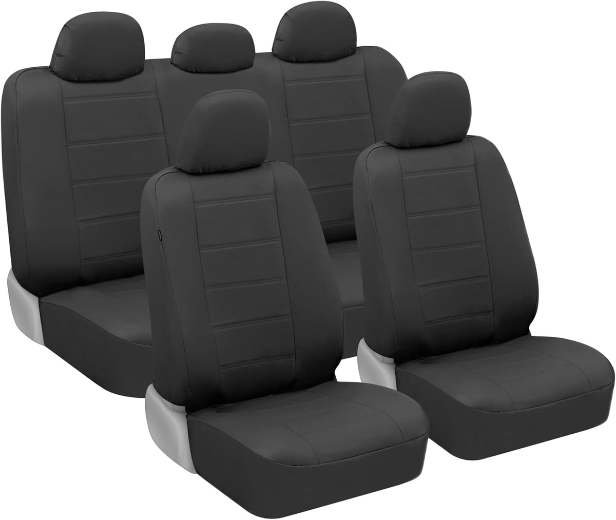 Gray Faux Leather Seat Covers Full Set Pack of 2 T89577