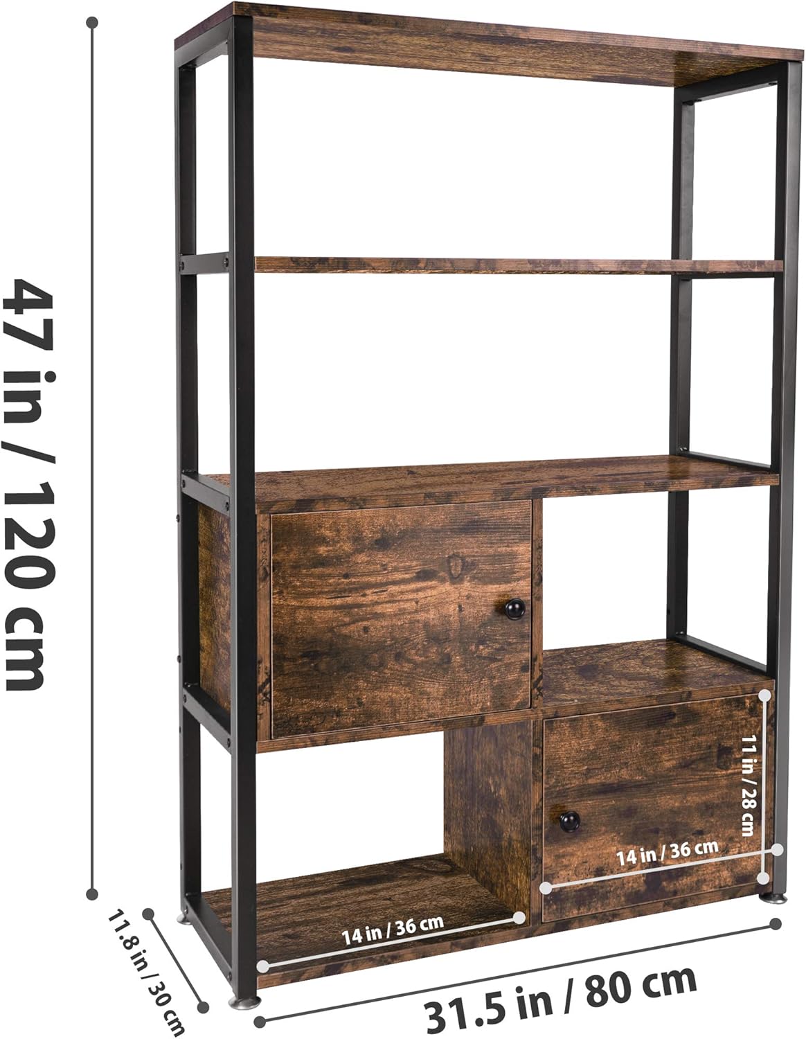 Rustic Storage Cabinet with Shelves and 2 Cabinets K697522