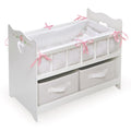 White Rose 100% Polyester Fabric Doll Crib with Two Baskets T25550