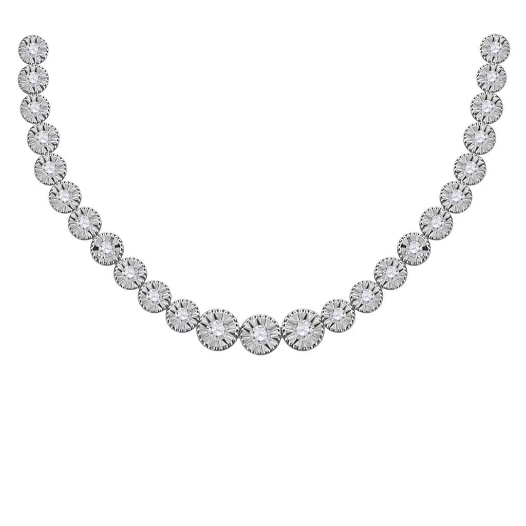 14k White Gold Diamond Tennis Necklace 1 Ctw I448