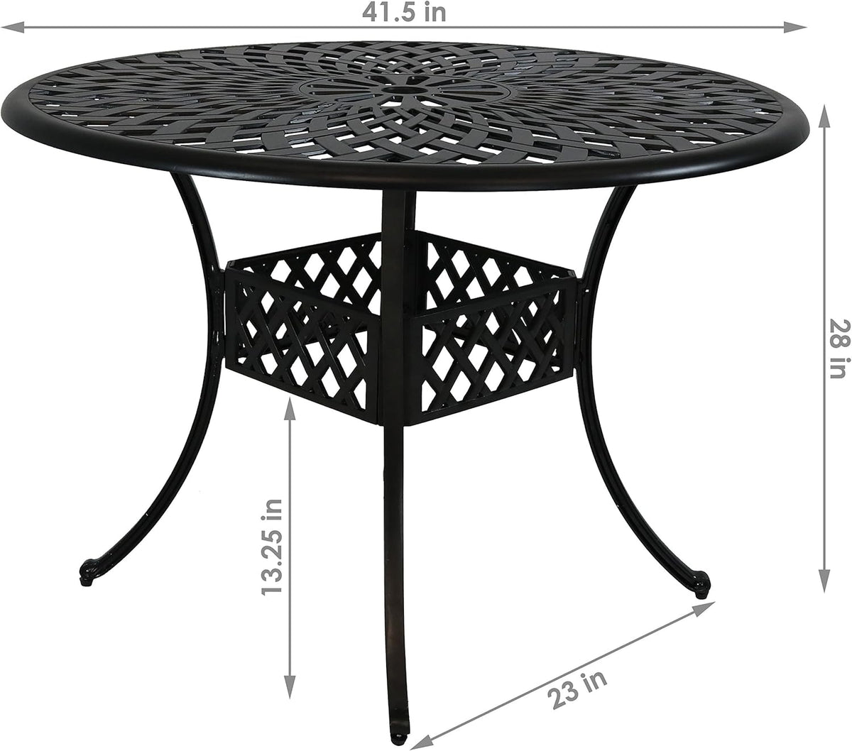 Round Cast Aluminum Patio Dining Table with Umbrella Hole Z73765