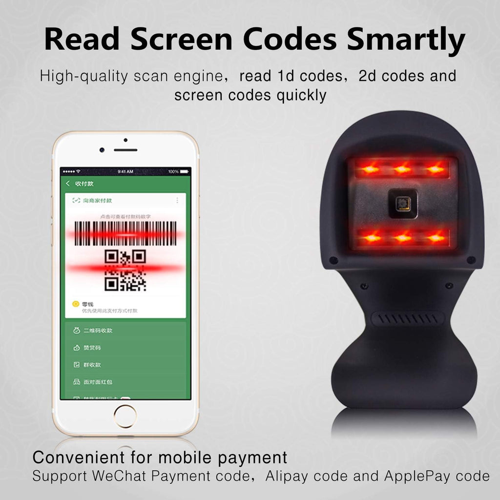 Automatic 1D 2D Omnidirectional Hands-Free USB Barcode Scanner S81947
