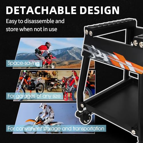 Black Movable Dirt Bike Stand with Wheels O9587