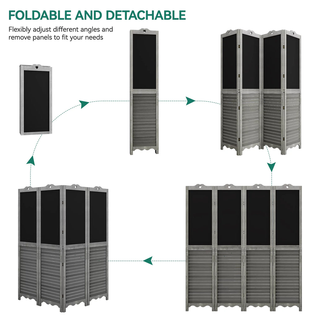 4 Panel Folding Room Divider with Chalkboard O417
