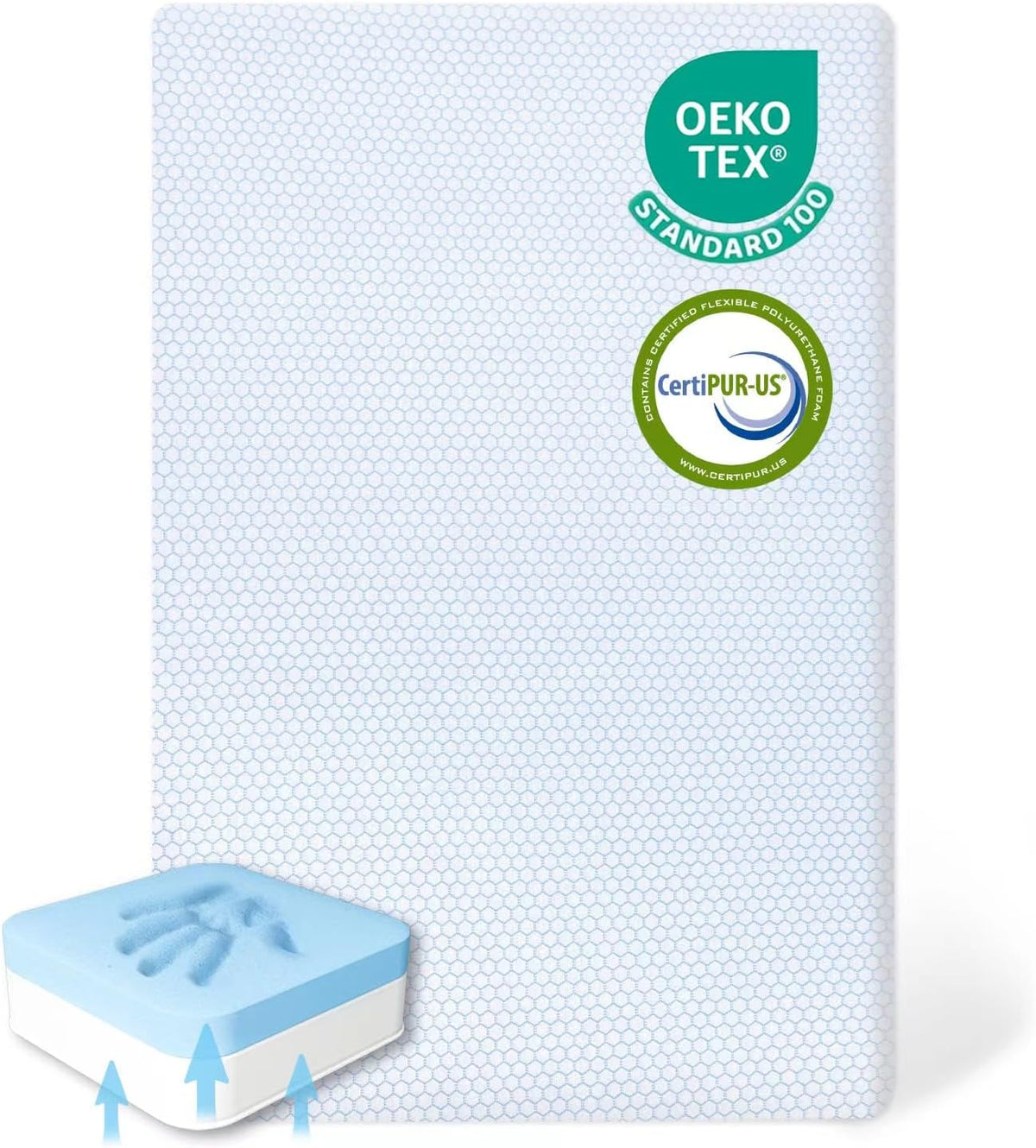 38"x26" Memory Foam Pack N Play Mattress Pad with Washable Removable Cover C7398