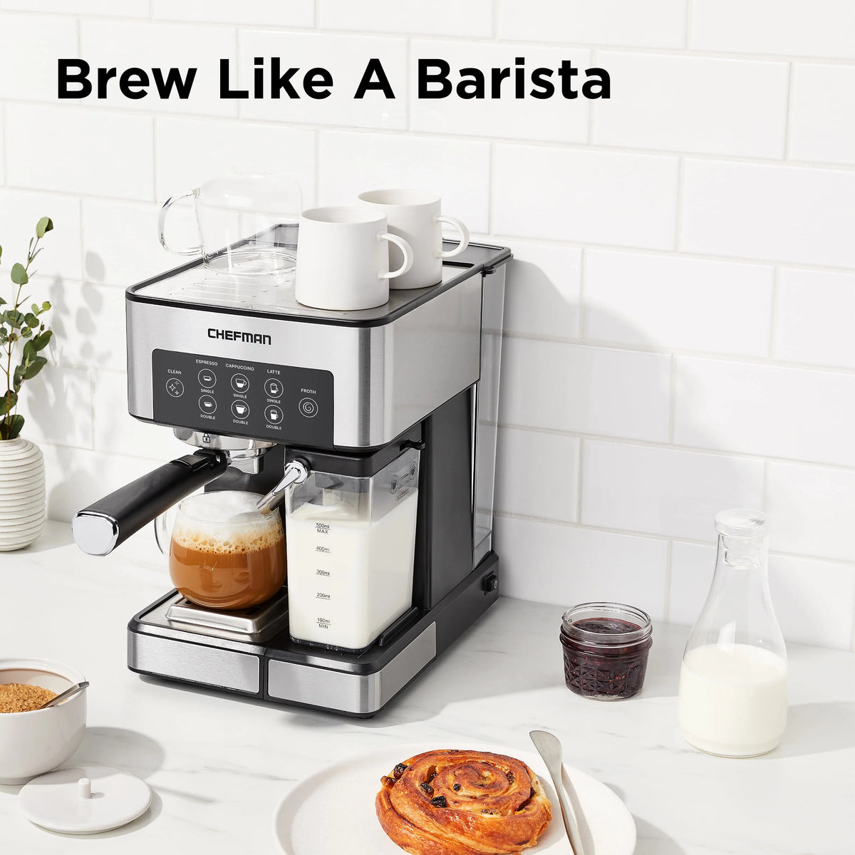 6-in-1 Espresso Machine with Milk Frother I44458