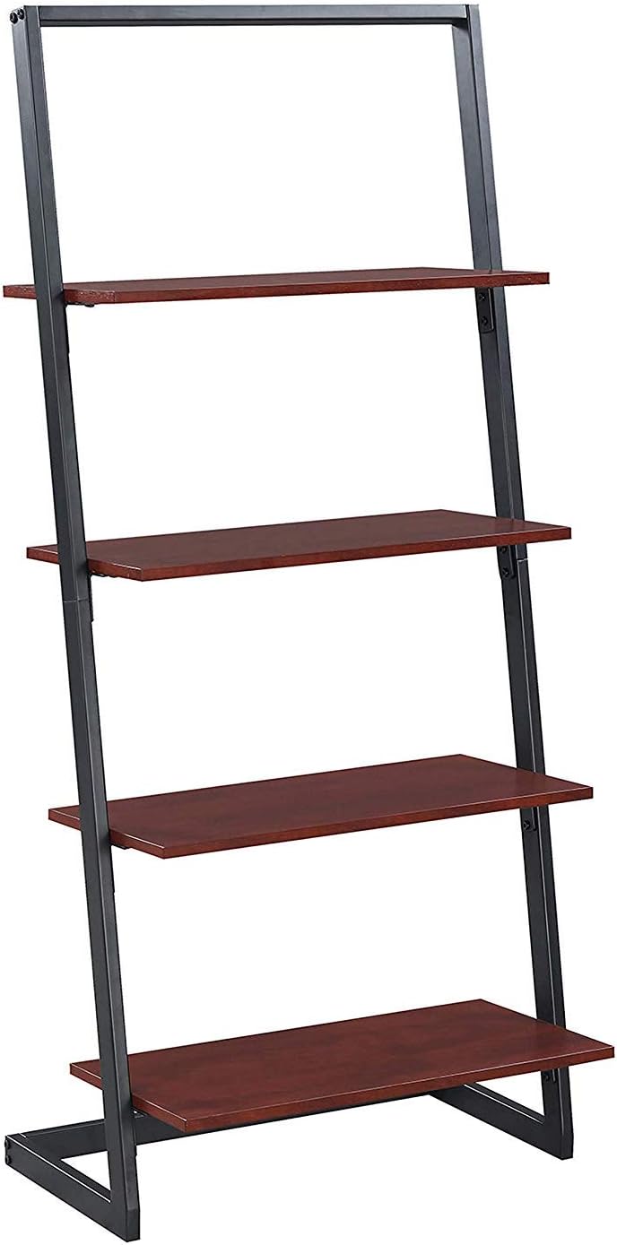 Faux Birch White Frame 4 Tier Ladder Bookcase Z313
