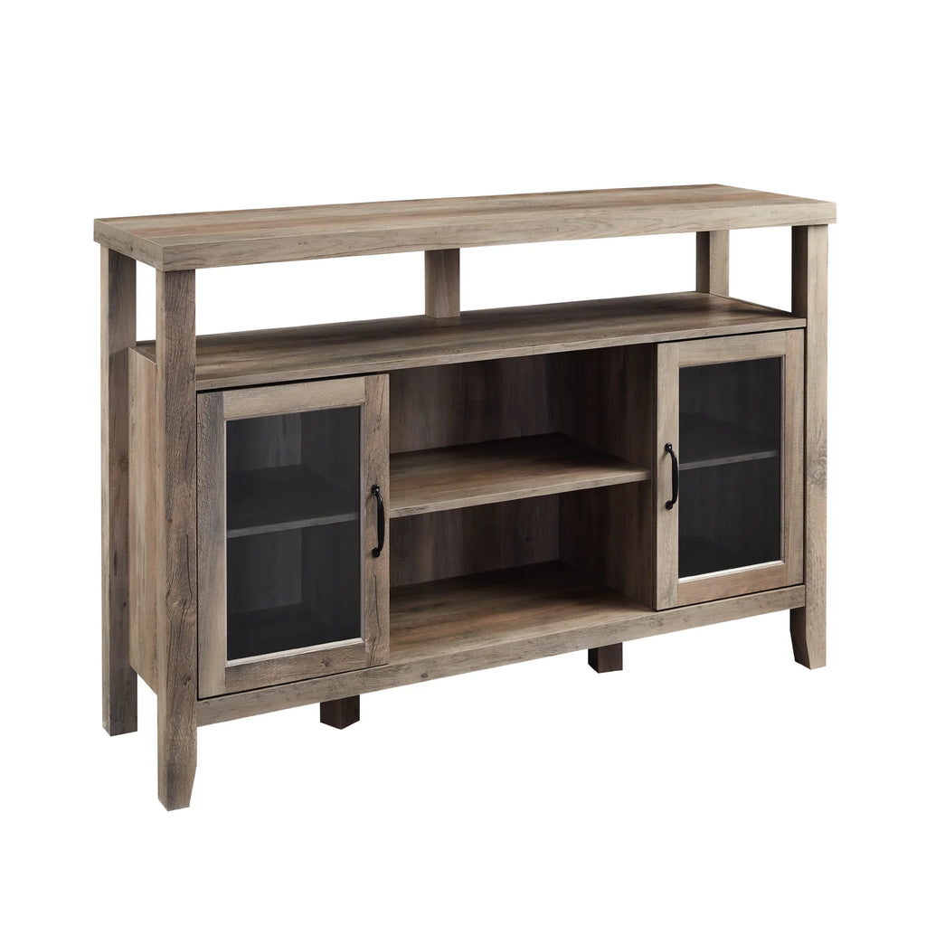 Grey Wash Glass Door Tall Buffet TV Stand J8593