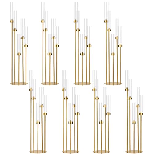 Matte Black 5 Arm Candelabra with Acrylic Shades I6376