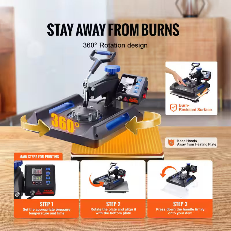 15 in. x 15 in. 5 in 1 Heat Press Machine Blue L363111