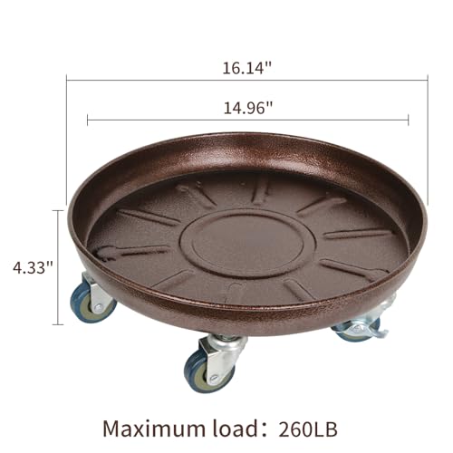 20" 2Pack Metal Plant Caddy with Wheels Lockable Casters U856720
