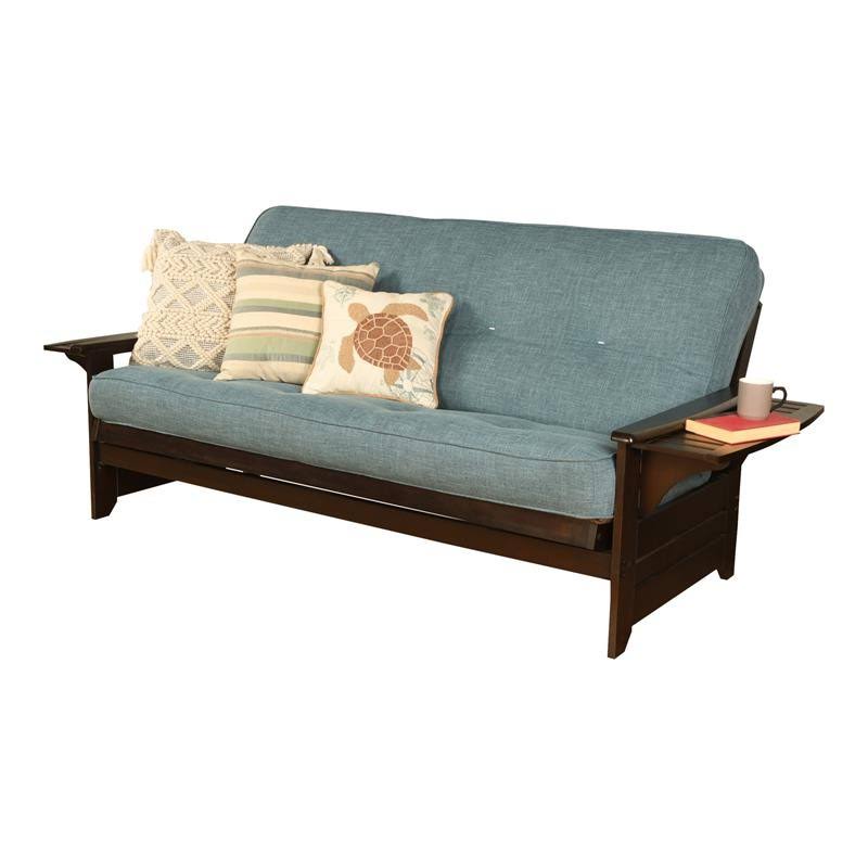Linen Fabric Mattress in Blue/Espresso J837931