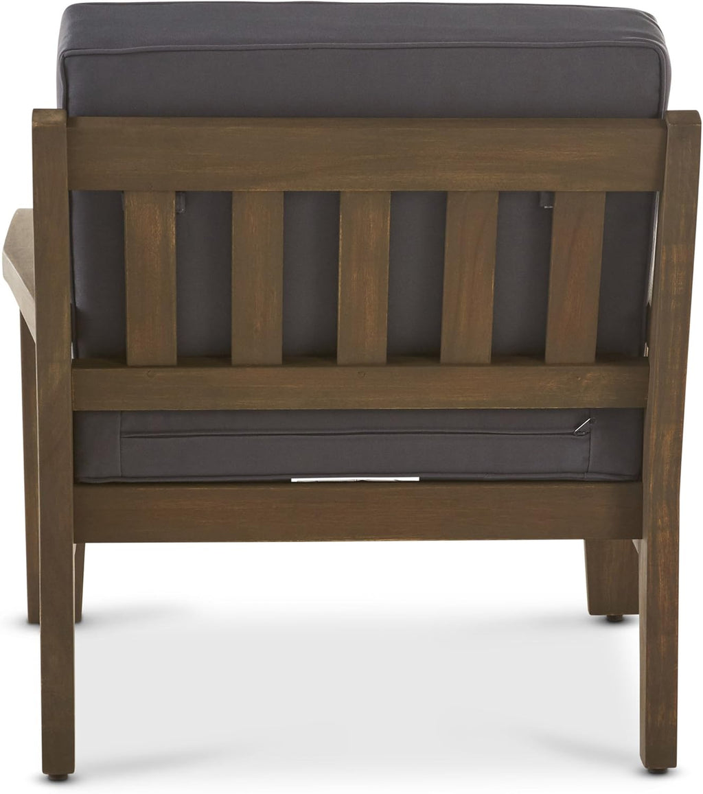 Acacia Wood Club Chairs, Gray, 2-Pcs Set T3071