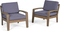 Acacia Wood Club Chairs, Gray, 2-Pcs Set T3071