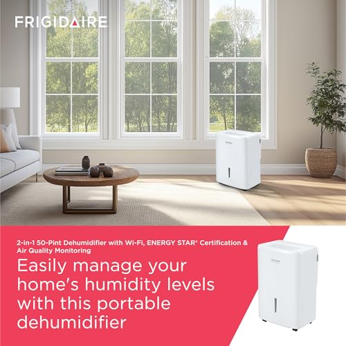 50-Pint Portable Dehumidifier with Wi-Fi, White D686