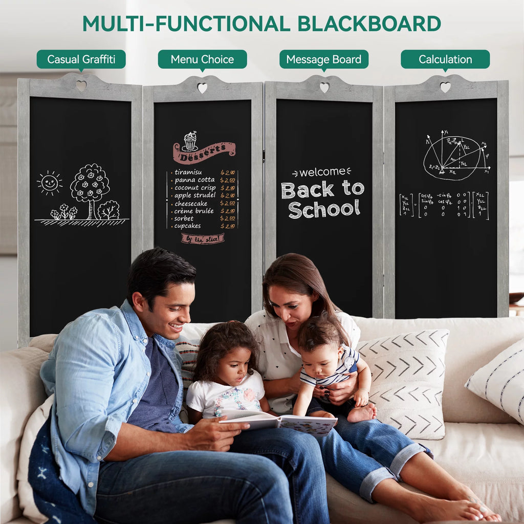 4 Panel Folding Room Divider with Chalkboard O417