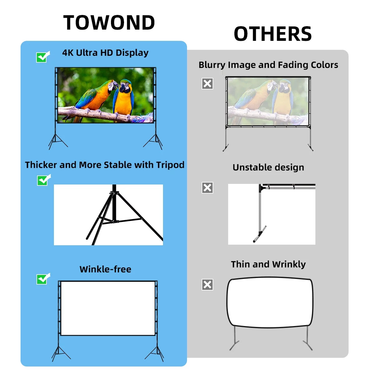 100inch Portable Projector Screen with Stand Q827