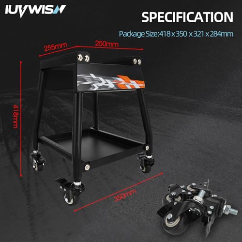 Black Movable Dirt Bike Stand with Wheels O9587