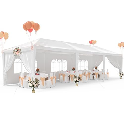 10'x30' White Party Tent with 8 Removable Sidewalls N13292